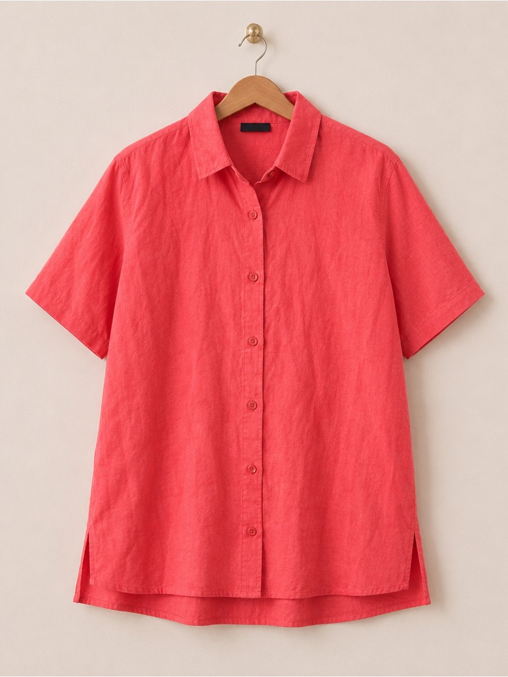 Karen Scott Sport Coral Pink Short Sleeve Button Down Shirt Woman Plus Size EUC